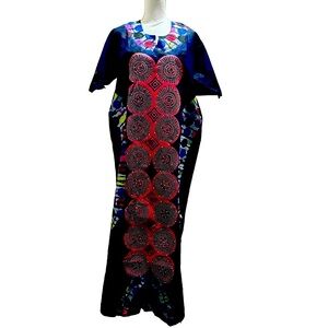 Embellished Swarovski Stoned Kaftan Tie &Dye Cotton Dress Women